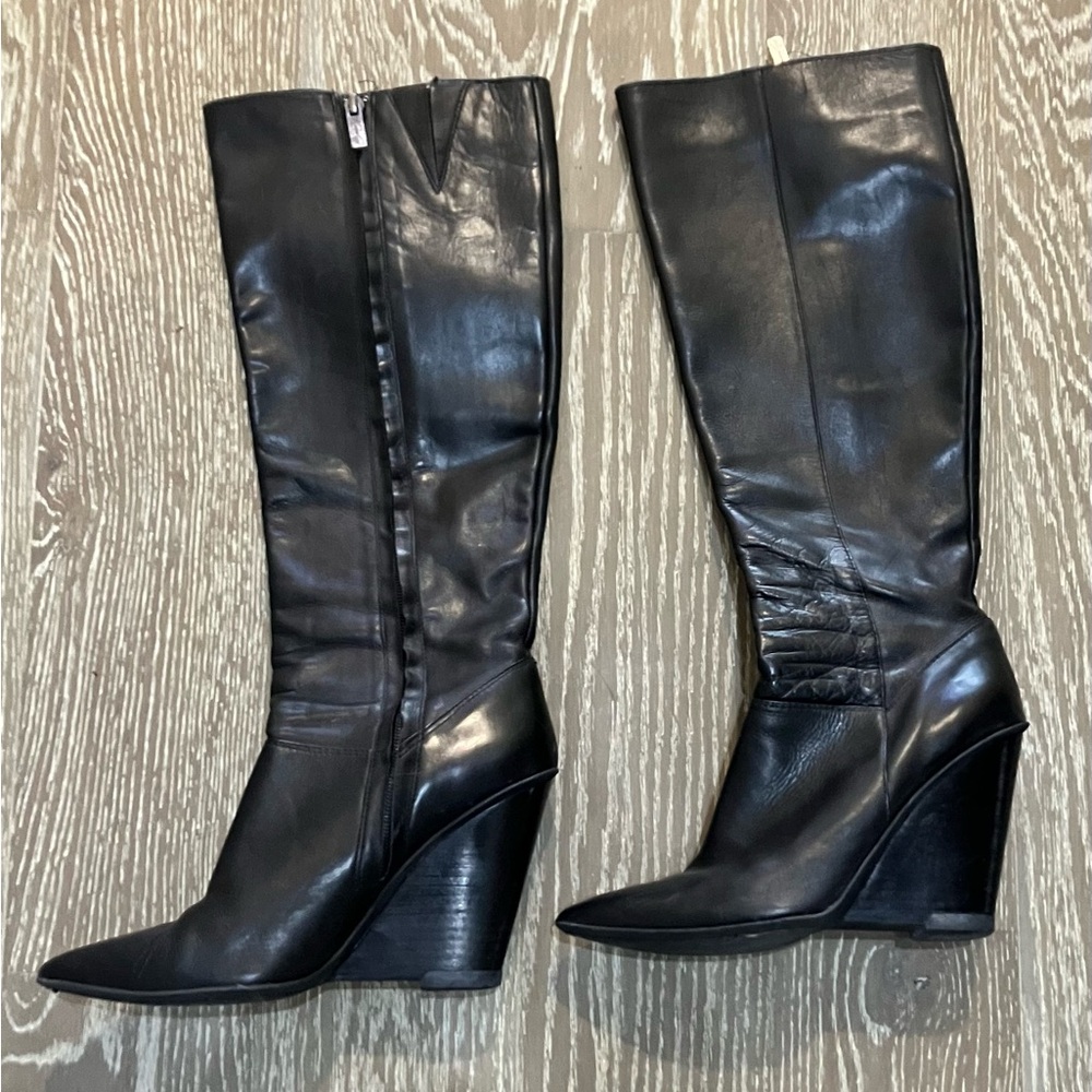 Kenneth Cole New York Black Heeled Boots- almost new